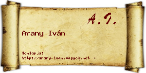 Arany Iván névjegykártya